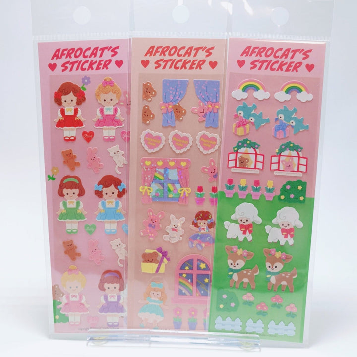 Lovely Girl & Animal Sticker Sheet Set (3 designs)