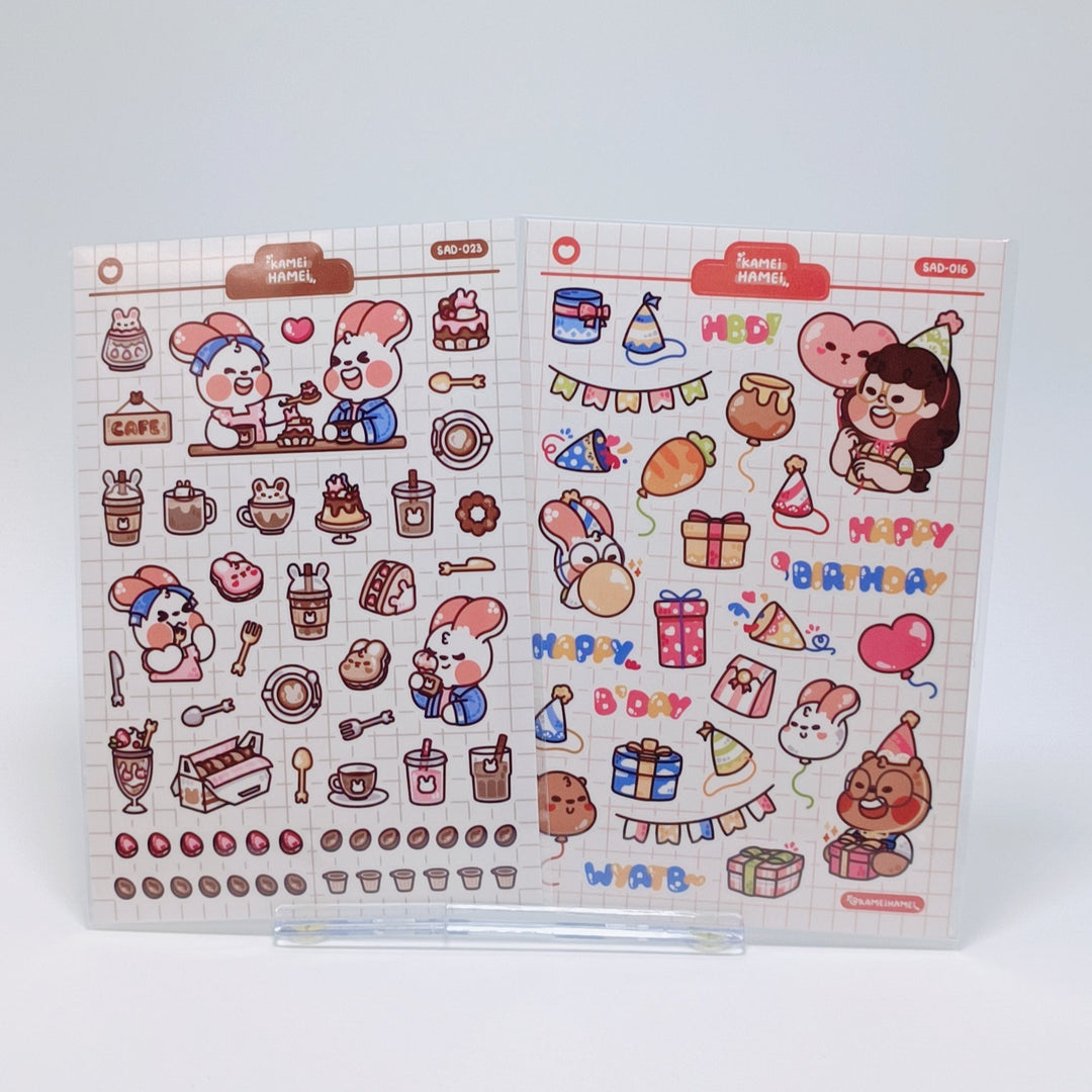 Kamei Hamei Sticker Sheet Set (2 pcs. Cafe & Birthday)