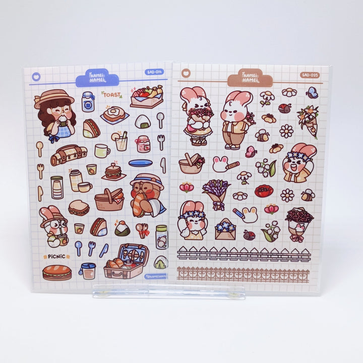 Kamei Hamei Sticker Sheet Set (2 pcs. Picnic & Flower)