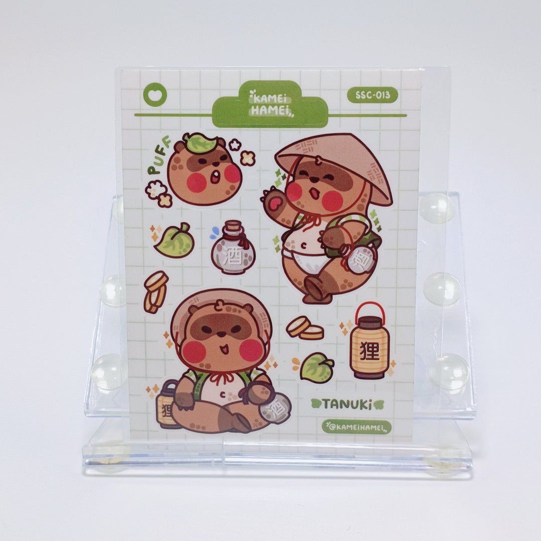 Kamei Hamei Mini Sticker Sheet Set (2 pcs. Tanuki & Kitsune)