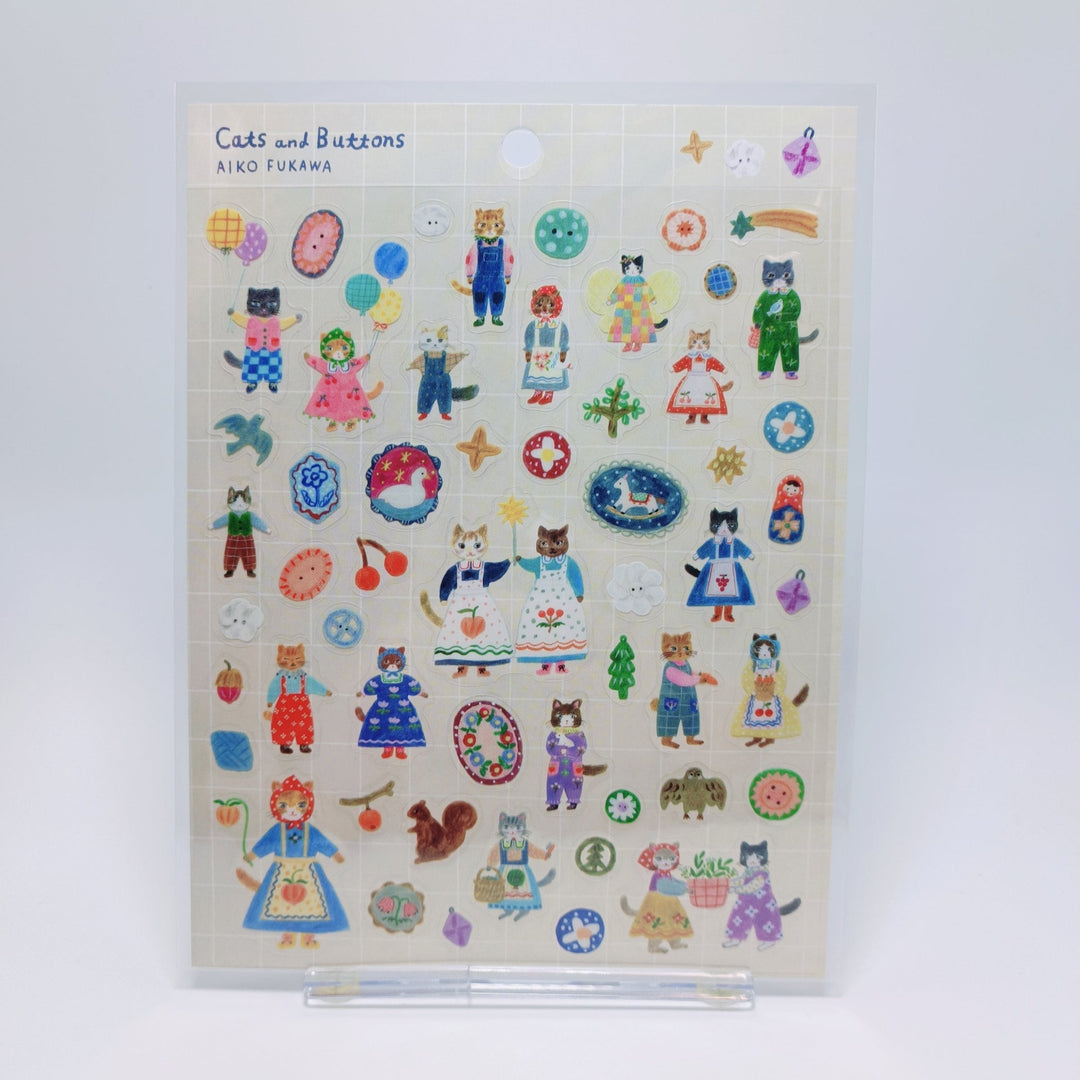 Aiko Fukawa Cats and Buttons Sticker Sheet
