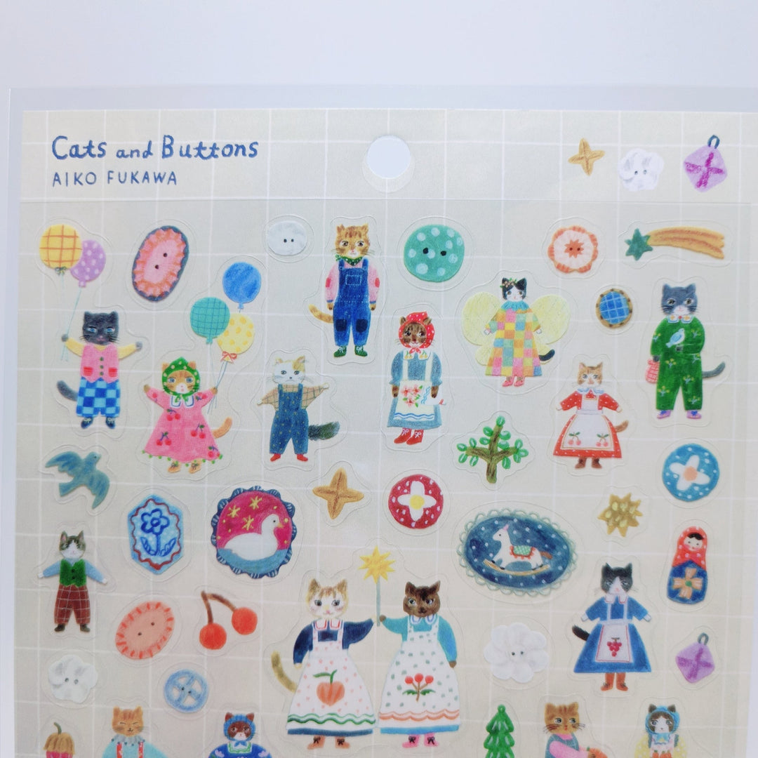 Aiko Fukawa Cats and Buttons Sticker Sheet