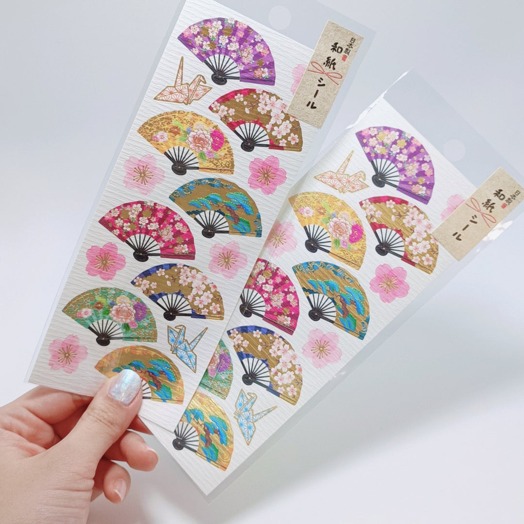 Japanese Fan Washi Material Sticker Sheet