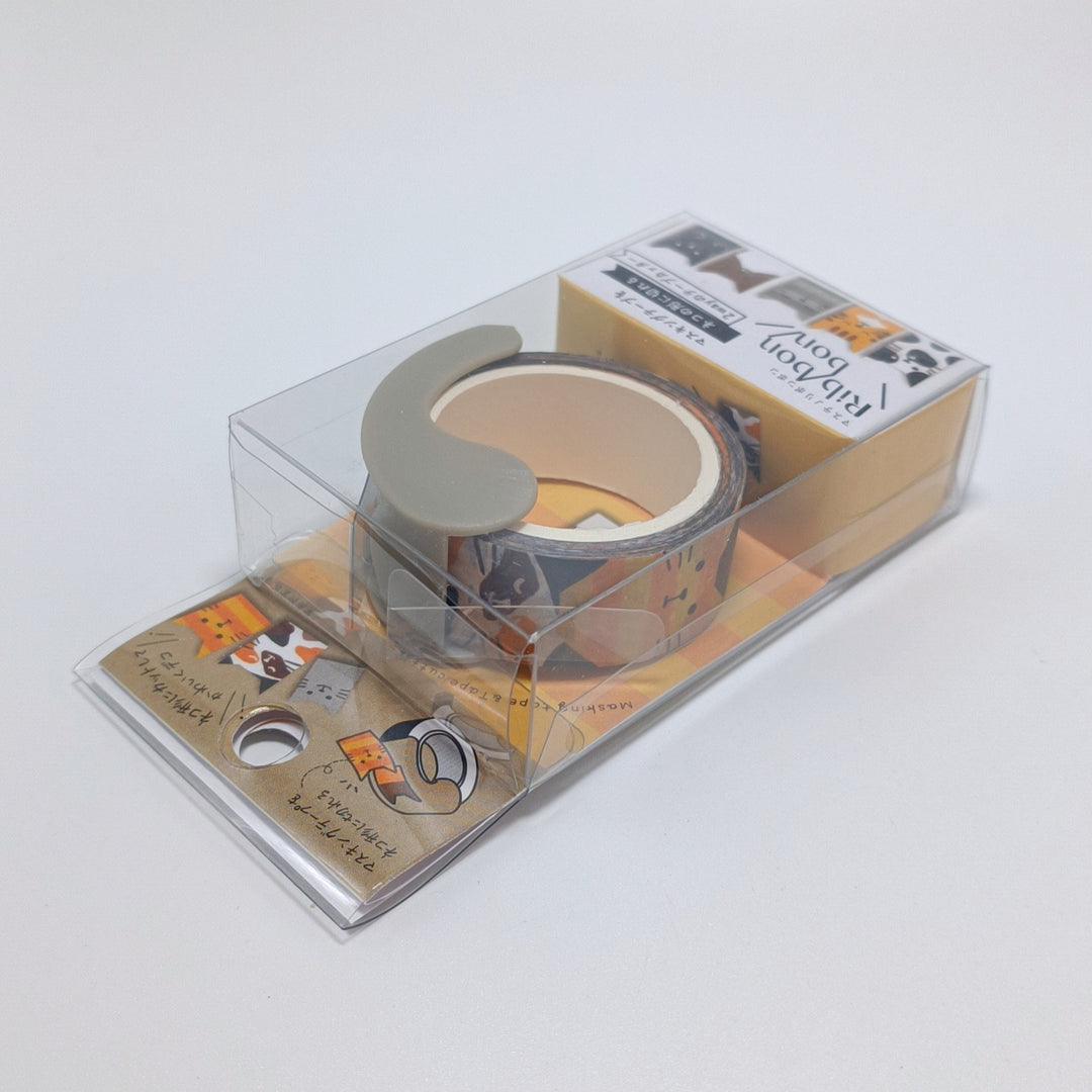 Rib Bon Bon Cat Washi Tape/Cat-shaped Tape Cutter