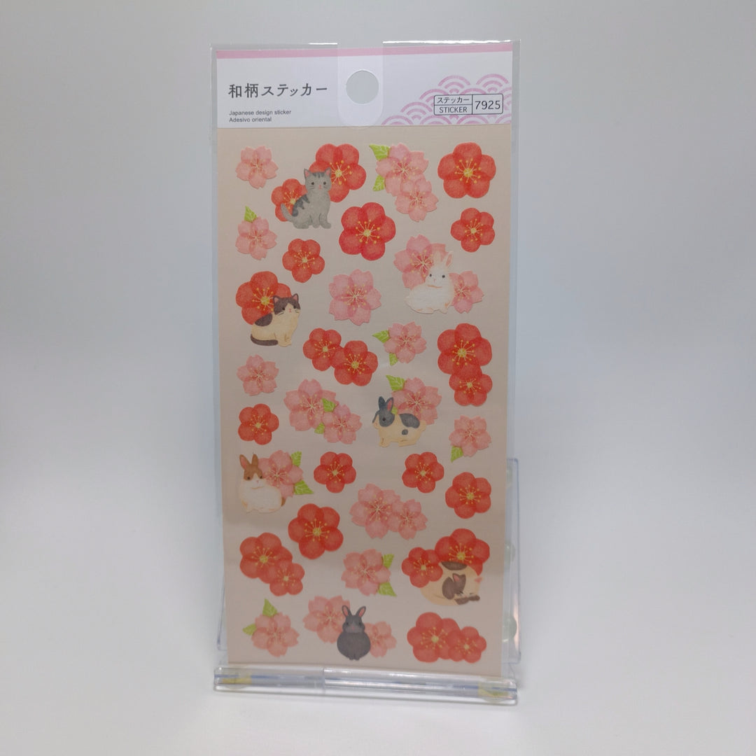 Japanese Themed Flower & Animal Sticker Sheet