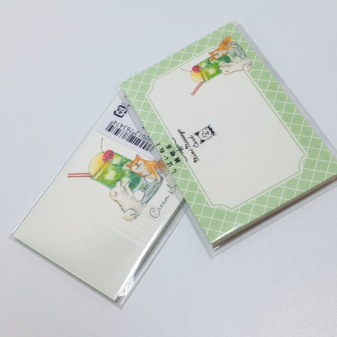 Shiba Inu Retro Cafe Mini Message Card
