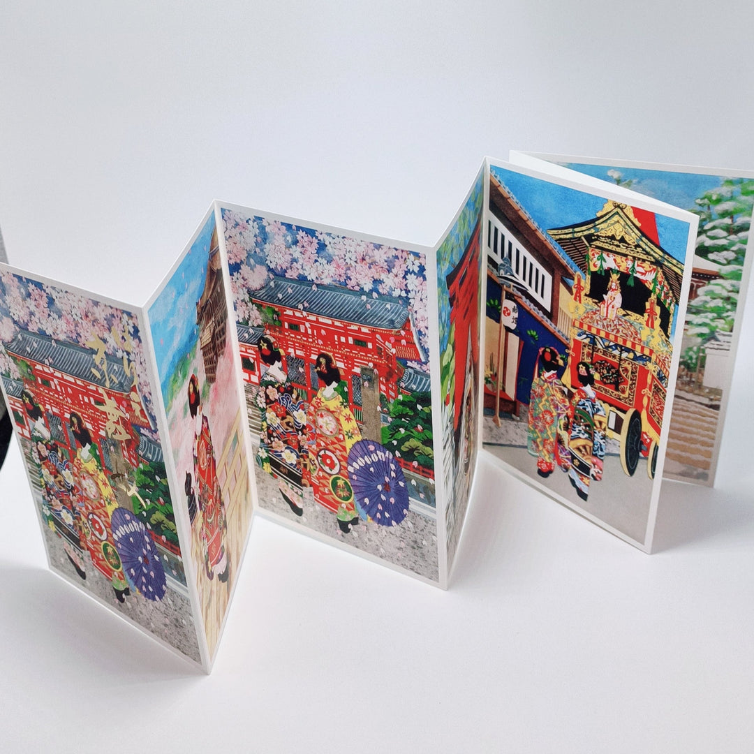 Maiko Girls Cherry Blossom Folded Postcard Set (6 pcs.)
