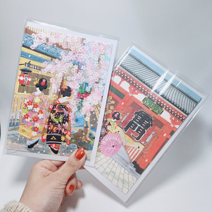 Maiko Girls Cherry Blossom Postcard Set (2 pcs.)