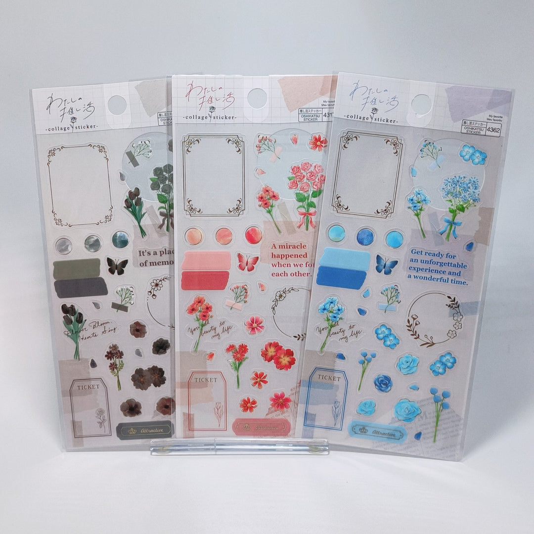 Floral Collage Sticker Sheet Set (Set B - 3 pcs.)