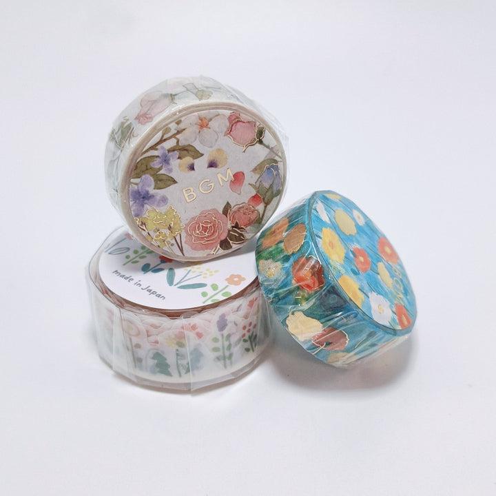 Juego de cintas washi con flores de primavera (3 uds.)