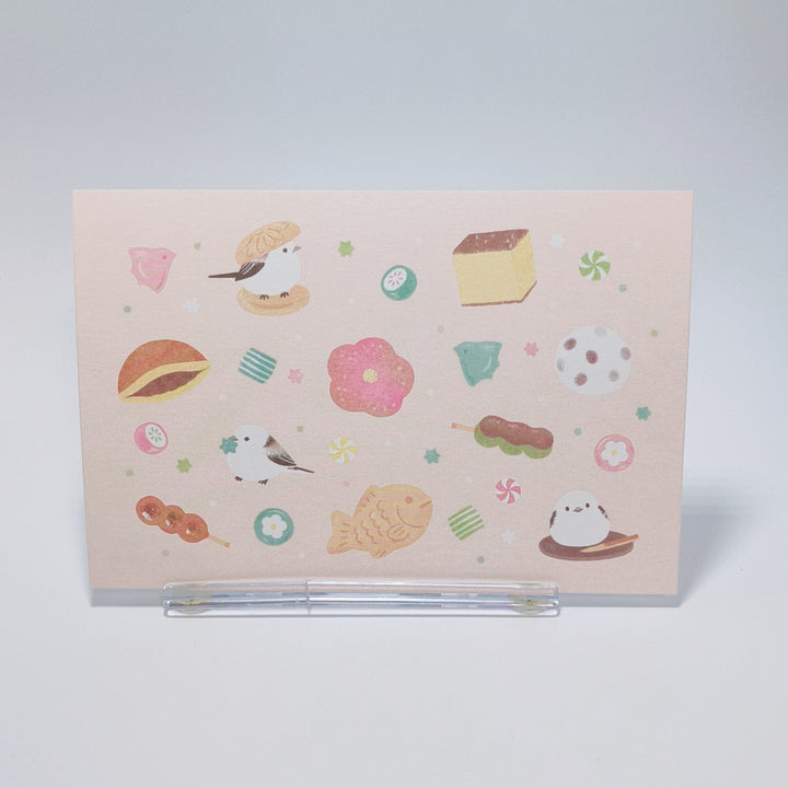 Long-tailed Tit Japanese Sweets Postcard