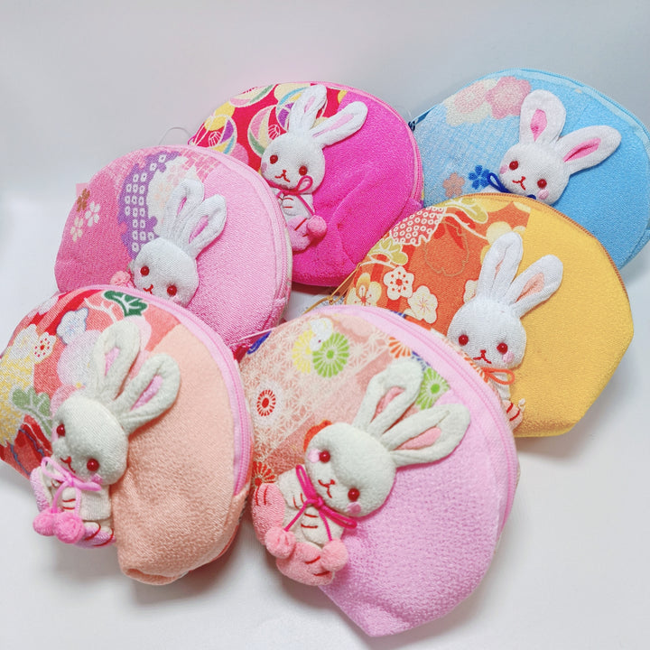 Pochette ronde en textile japonais Bunny