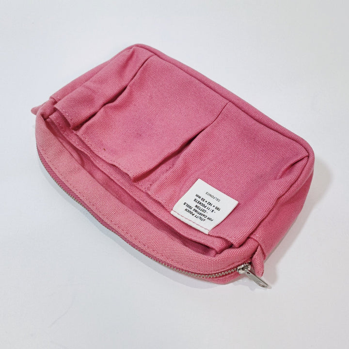 [Pre-loved] Estuche organizador rosa + juego de papelería útil