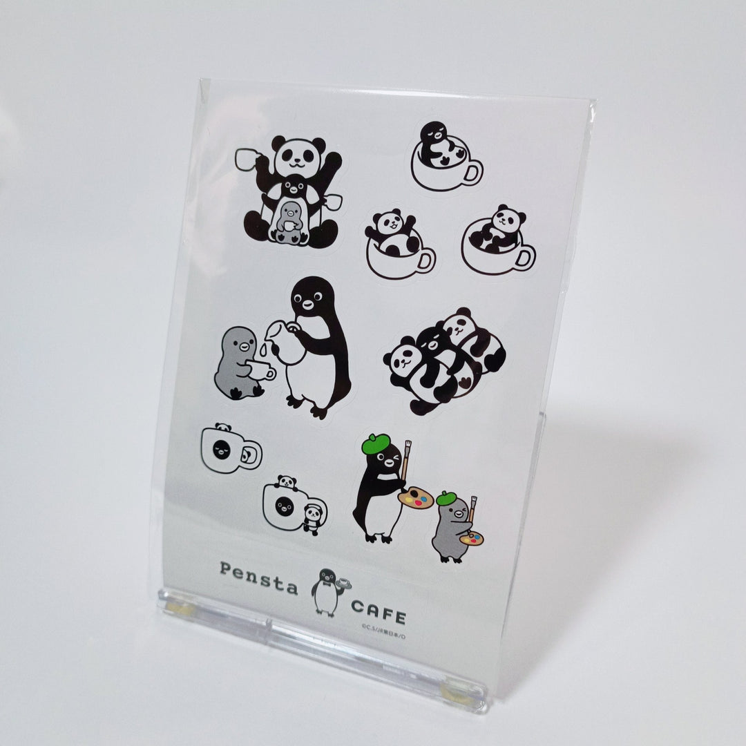 [JR Store Limited] Hoja de calcomanías de Pensta Cafe con el pingüino de Suica y el panda