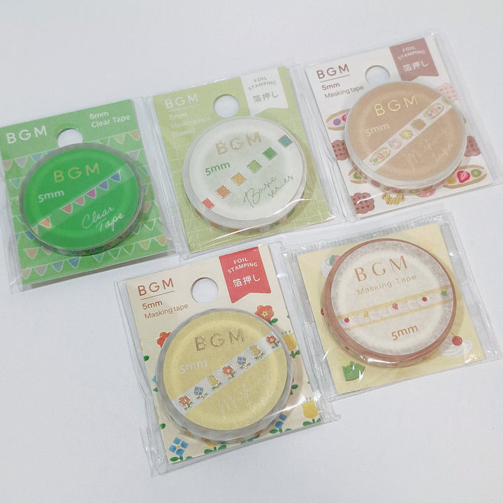 Lot de 5 rubans Washi fins BGM