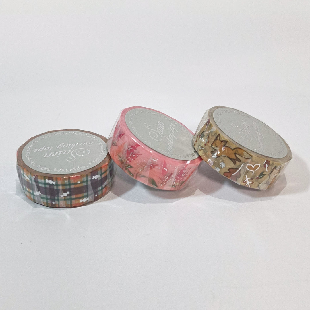 Autumn Inspired Silver Leaf Washi Tape Set (3 pcs.)