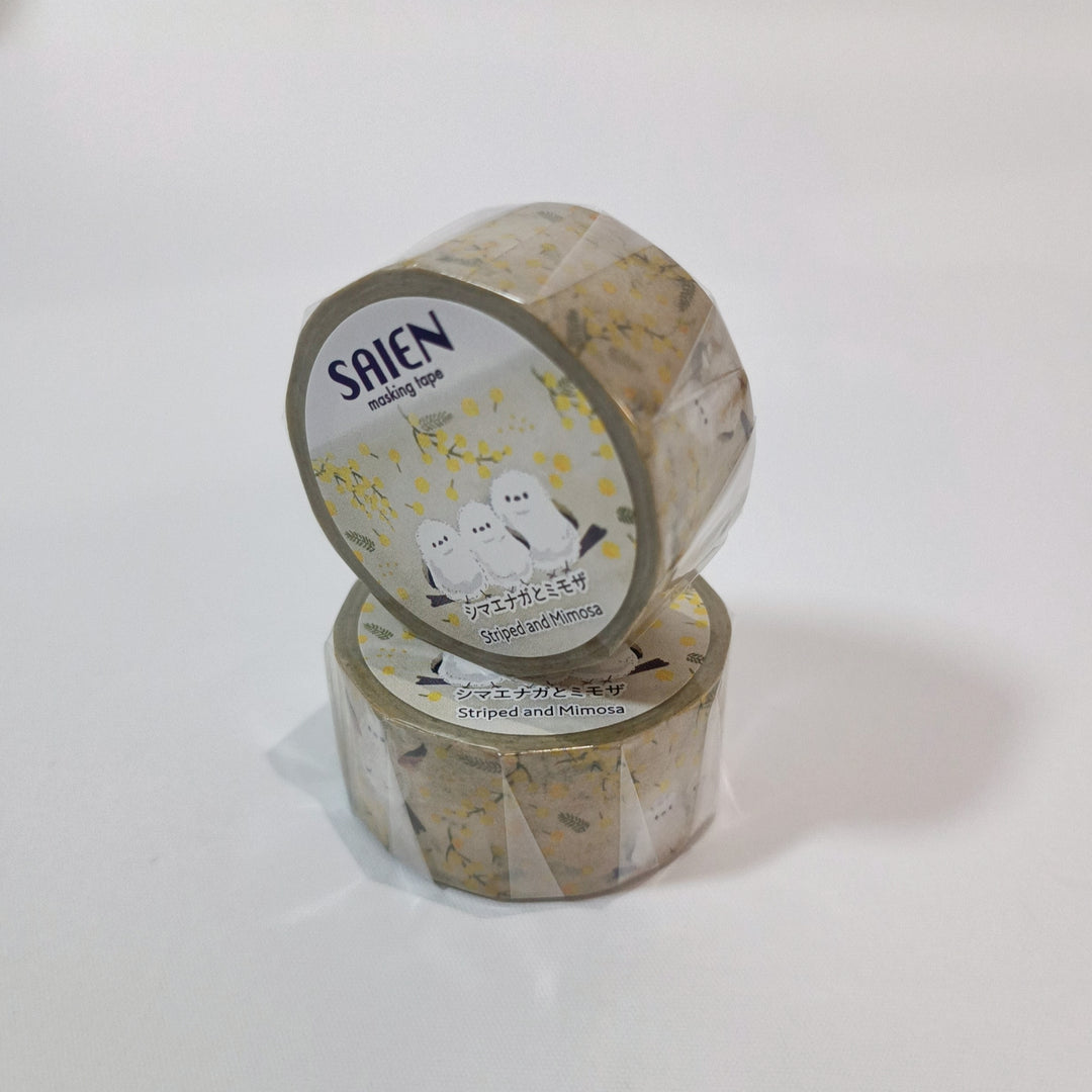 SAIEN Long Tailed Tit Mimosa Washi Tape