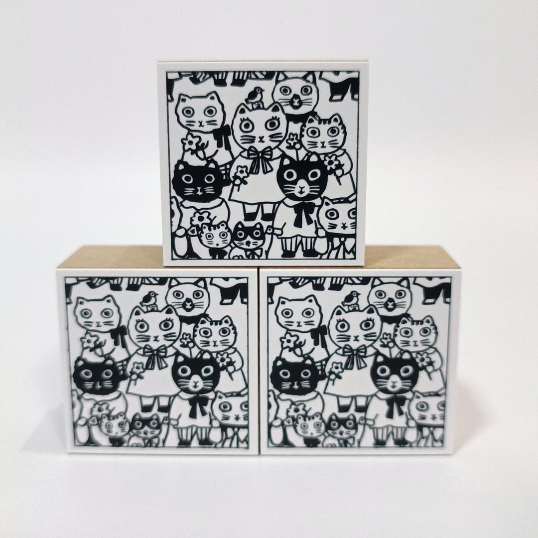 Yumi Kitagishi Jam-packed cats stamp