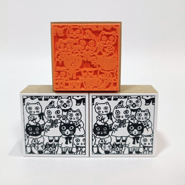 Yumi Kitagishi Jam-packed cats stamp