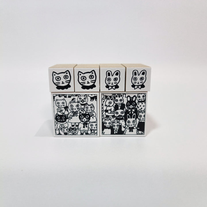 Yumi Kitagishi Jam-packed cats stamp