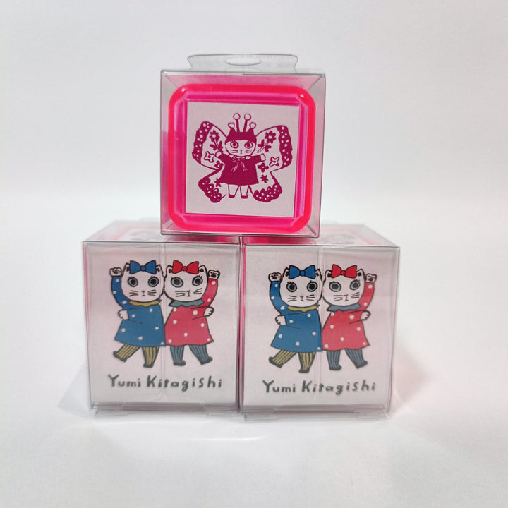 Yumi Kitagishi cat in butterlfy costume stamp