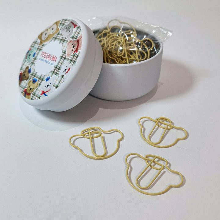 [Posukuma Cafe Limited] Posukuma Paper Clips with Tin Can (White)