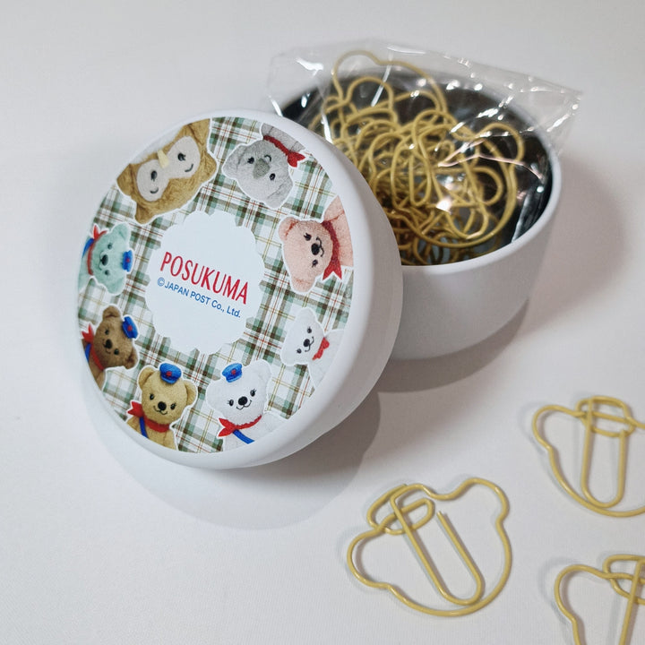 [Posukuma Cafe Limited] Posukuma Paper Clips with Tin Can (White)