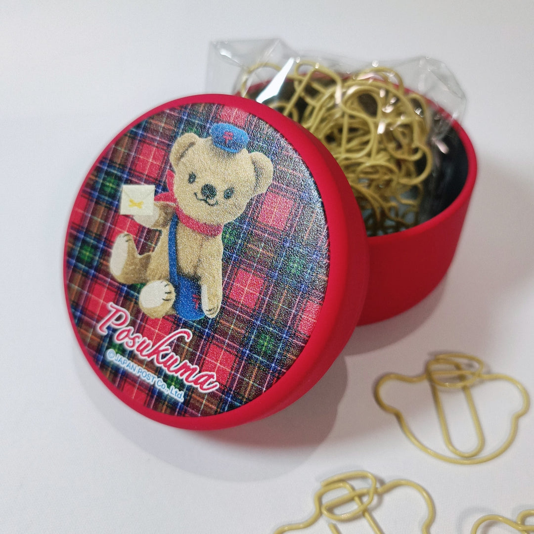 [Posukuma Cafe Limited] Posukuma Paper Clips with Tin Can (Red)