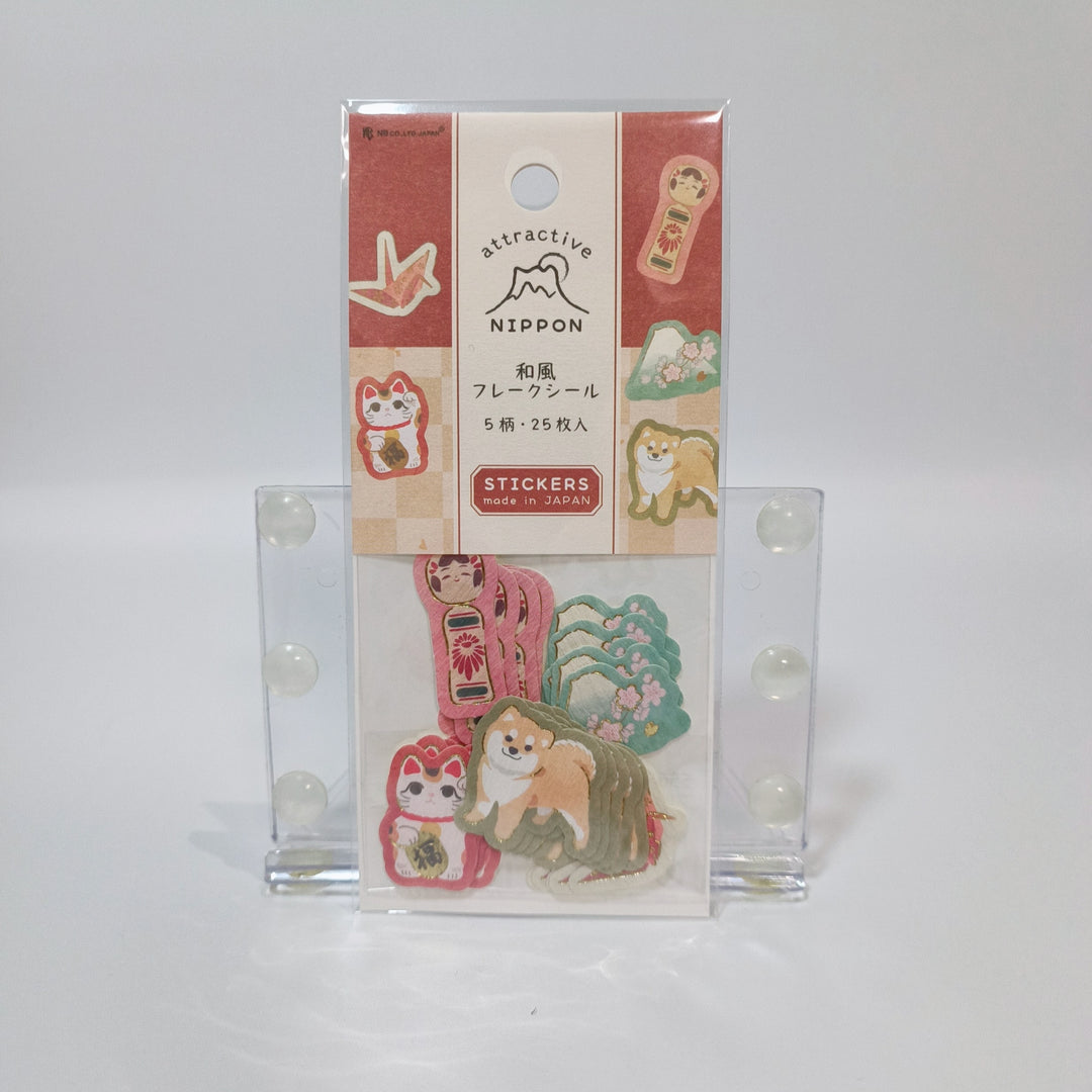 Attractive Nippon Fuji-san Kokeshi Manekineko Flake Seal