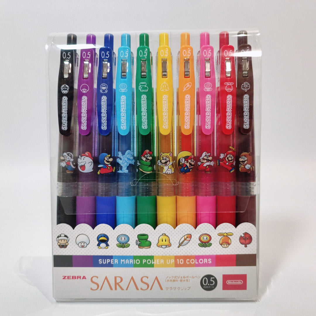 Zebra Sarasa Nintendo Super Mario Power Up 10 Colors Pens