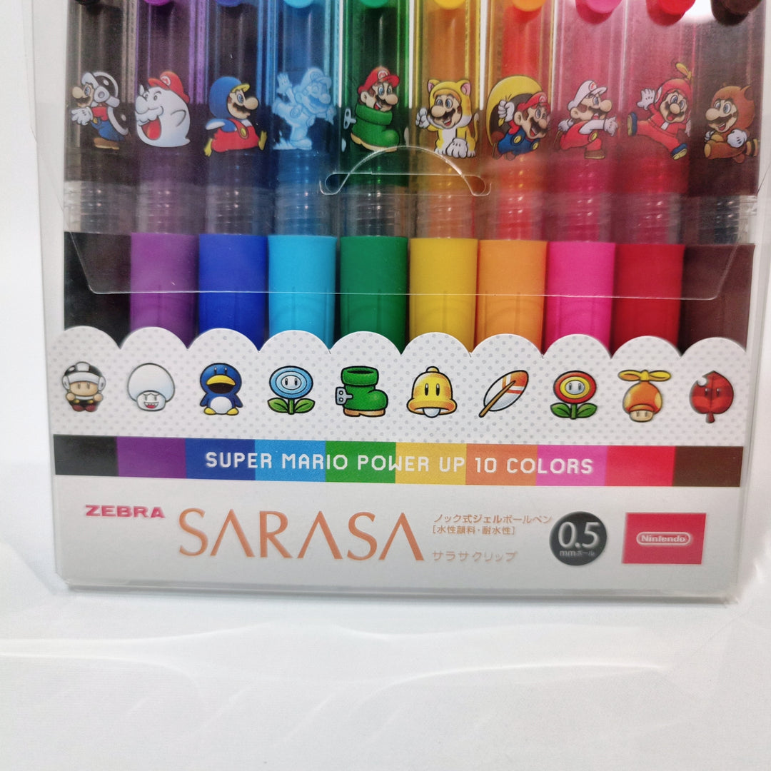 Zebra Sarasa Nintendo Super Mario Power Up 10 Colors Pens