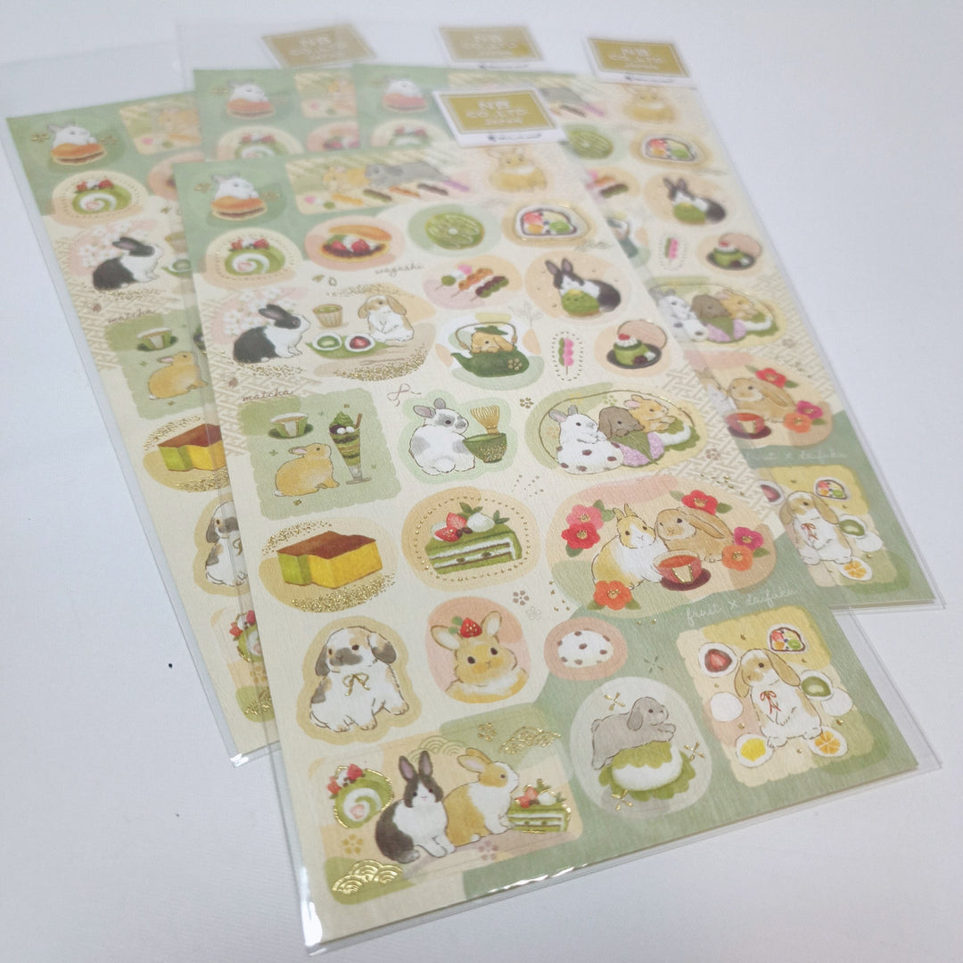 NB Rabbits and Japanese Sweets Sticker Sheet