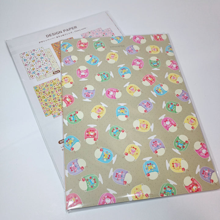 Ochame Friends A4 Clear File & Design Paper Set (5 designs × 4 sheets)