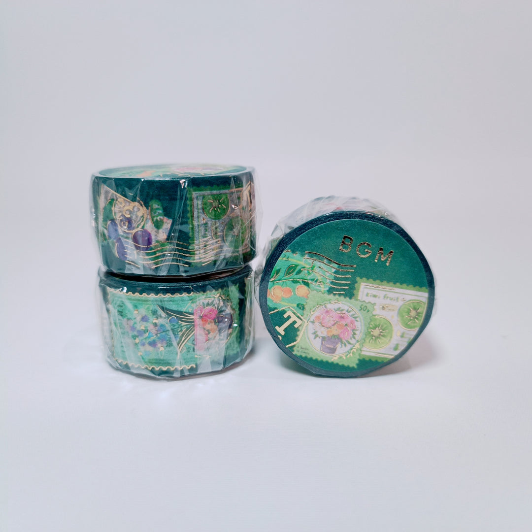BGM Post Stamps (Green Flowers)