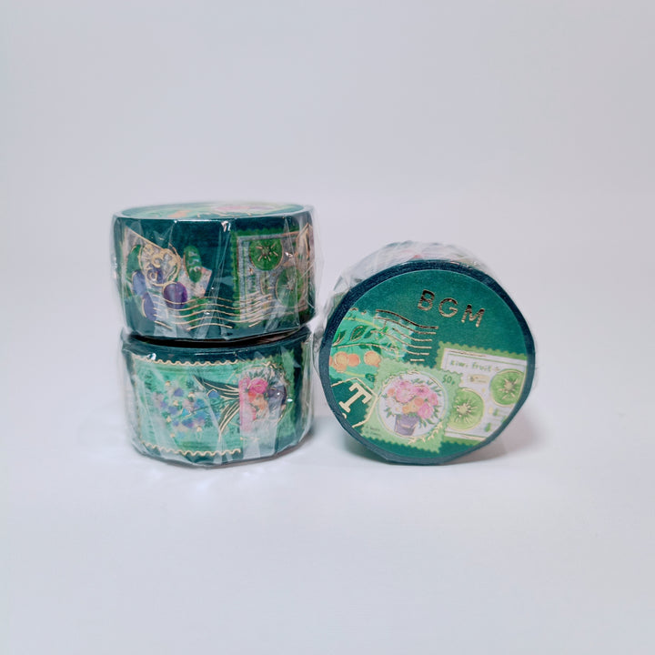 BGM Post Stamps (Green Flowers)
