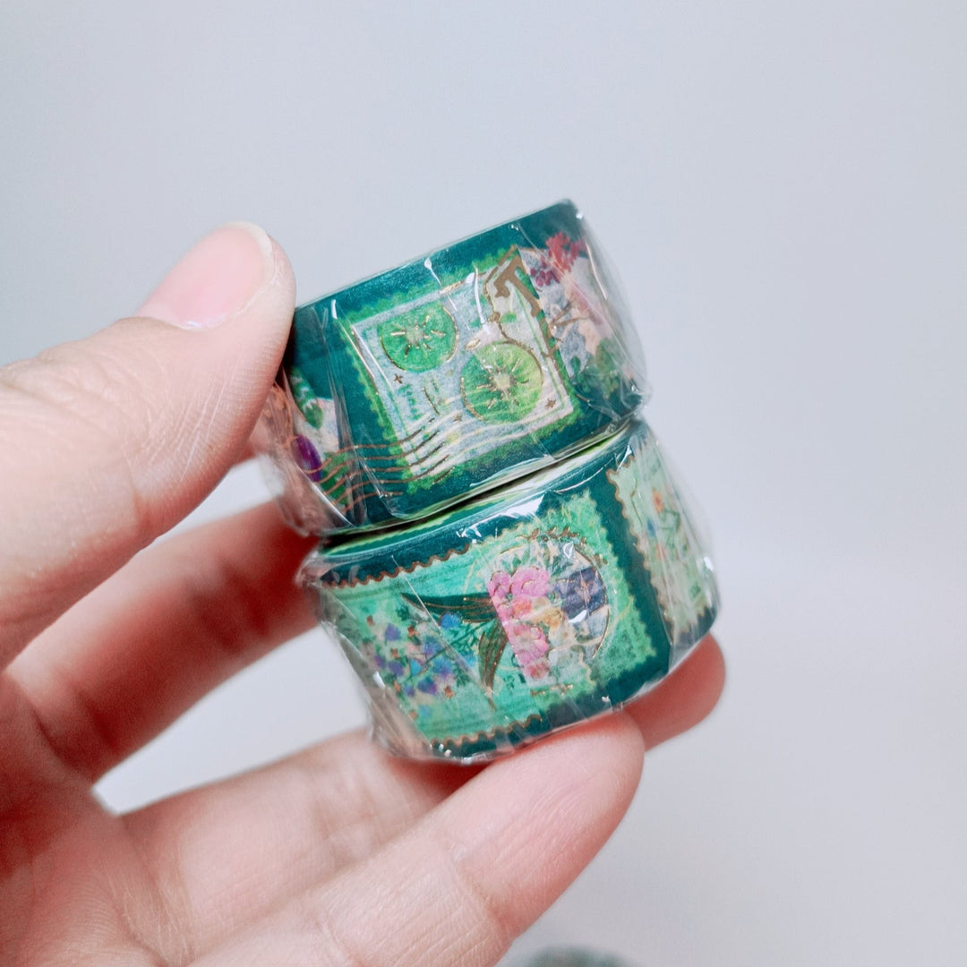 BGM Post Stamps (Green Flowers)
