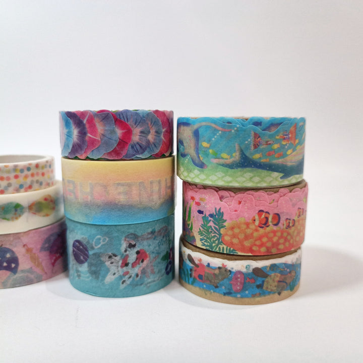 [Pre-loved] Nature Washi Tapes & Bear Tape Cutter Set