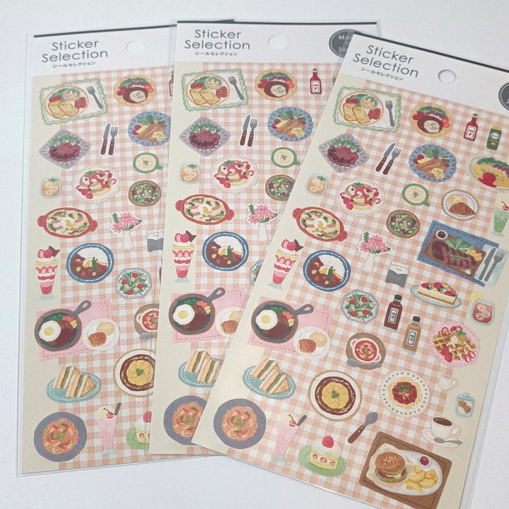 Sticker Selection Retro Cafe Lunch Time Sticker Sheet