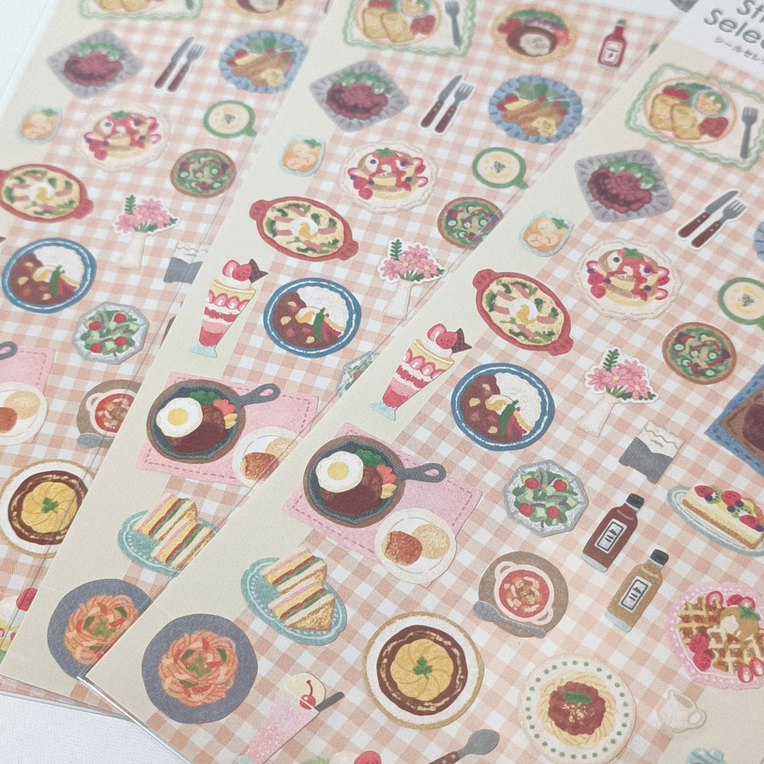 Sticker Selection Retro Cafe Lunch Time Sticker Sheet