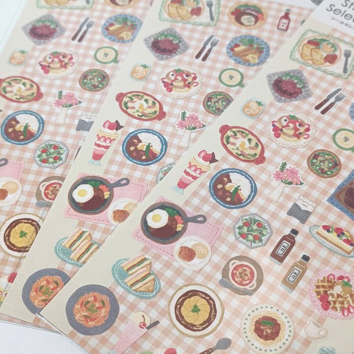 Sticker Selection Retro Cafe Lunch Time Sticker Sheet