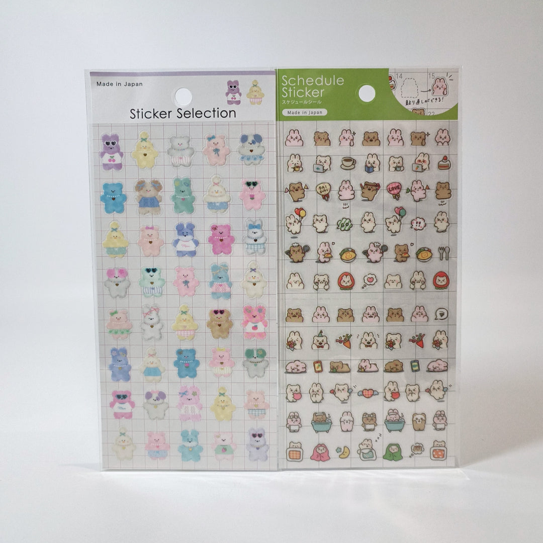 Sticker Selection Kawaii Teddy Animals Sticker Sheet Set (2pcs.)
