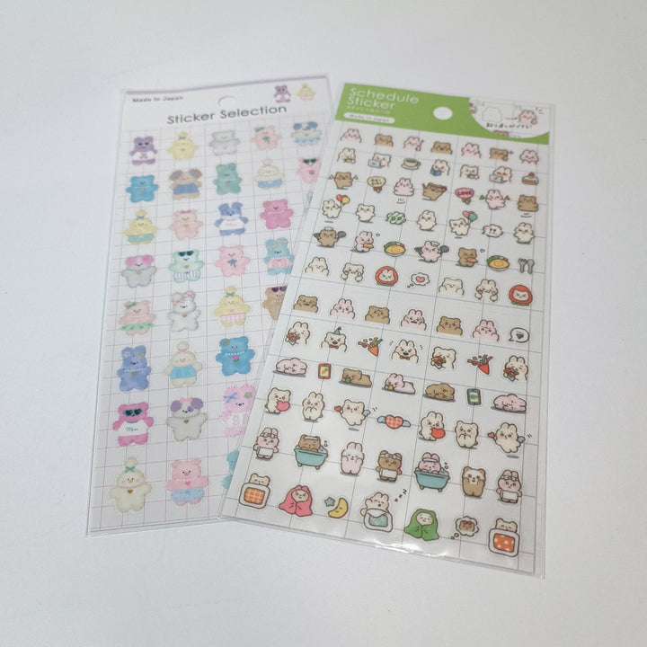 Sticker Selection Kawaii Teddy Animals Sticker Sheet Set (2pcs.)