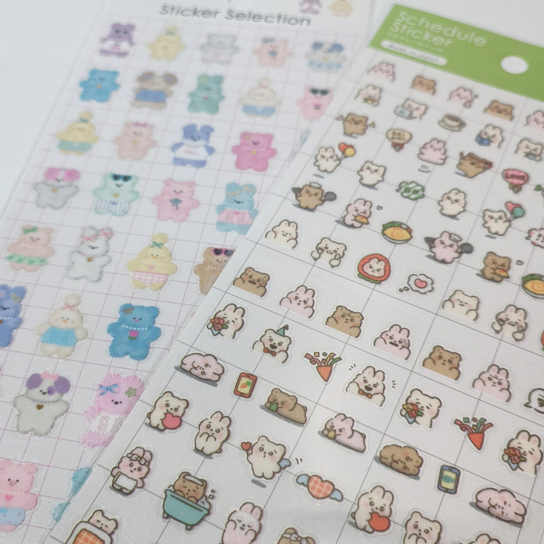 Sticker Selection Kawaii Teddy Animals Sticker Sheet Set (2pcs.)