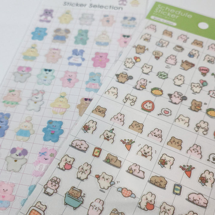 Sticker Selection Kawaii Teddy Animals Sticker Sheet Set (2pcs.)