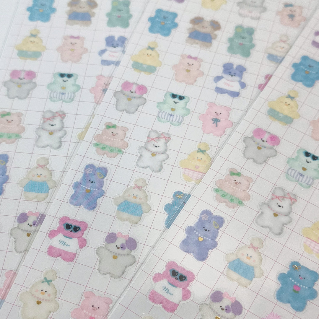 Sticker Selection Kawaii Teddy Animals Sticker Sheet Set (2pcs.)