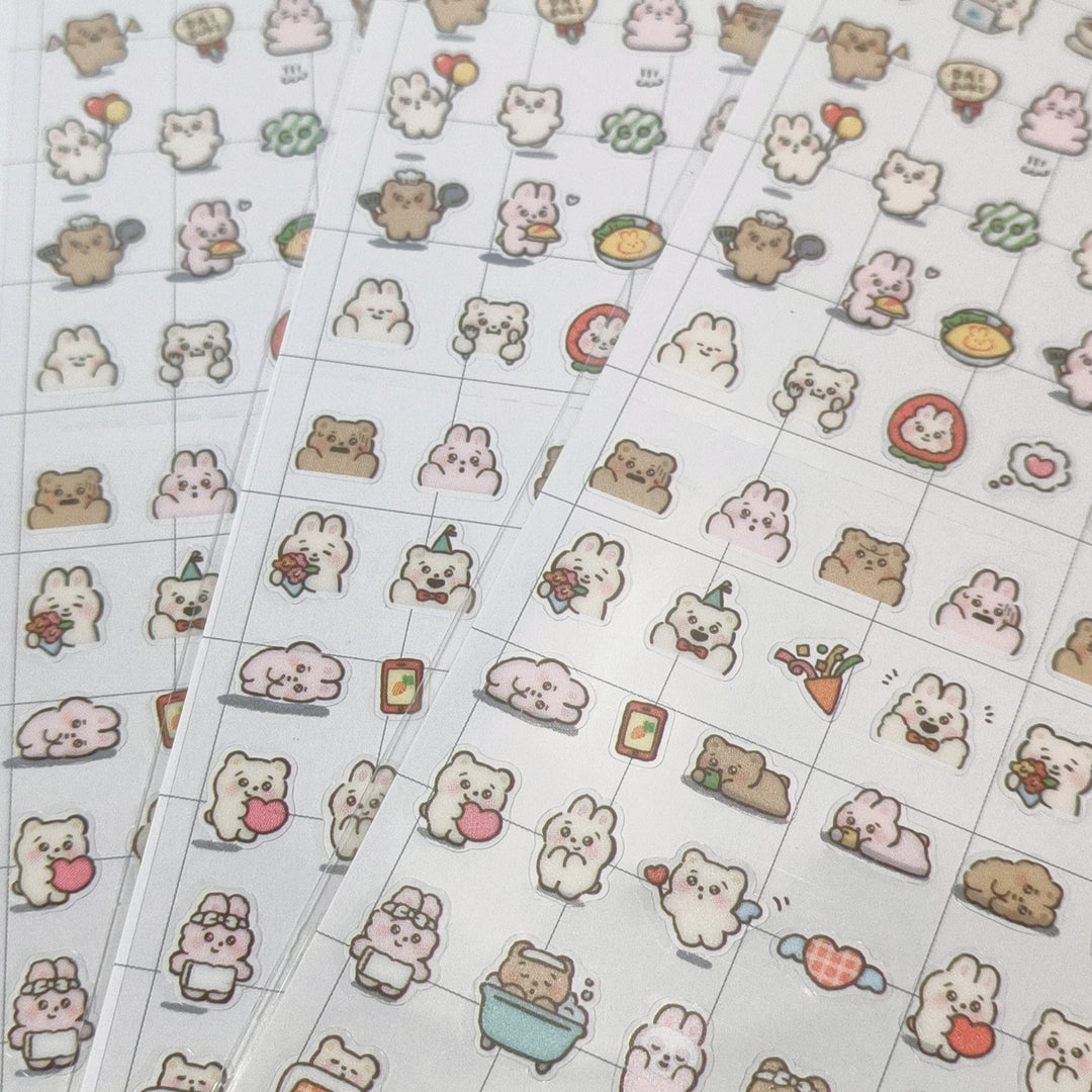 Sticker Selection Kawaii Teddy Animals Sticker Sheet Set (2pcs.)