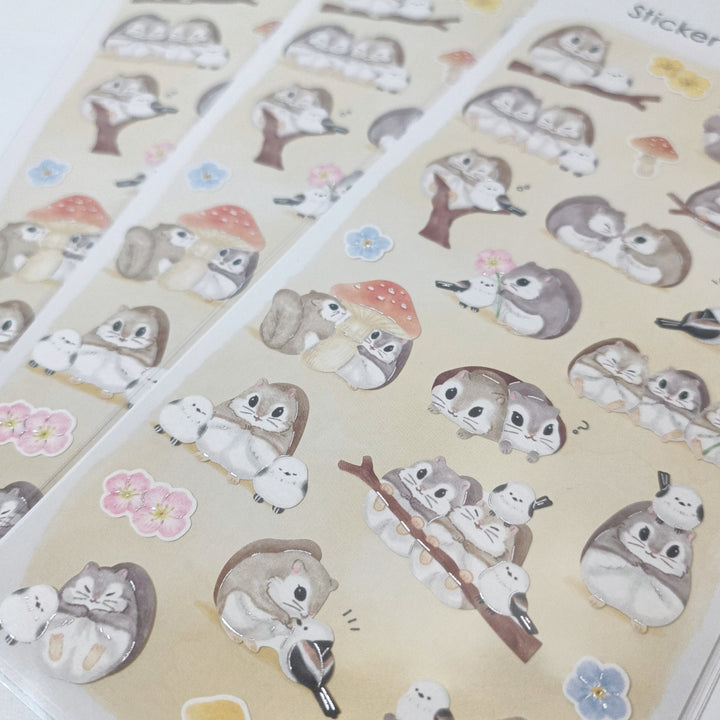 Sticker Selection Kawaii Squirrels Sticker Sheet