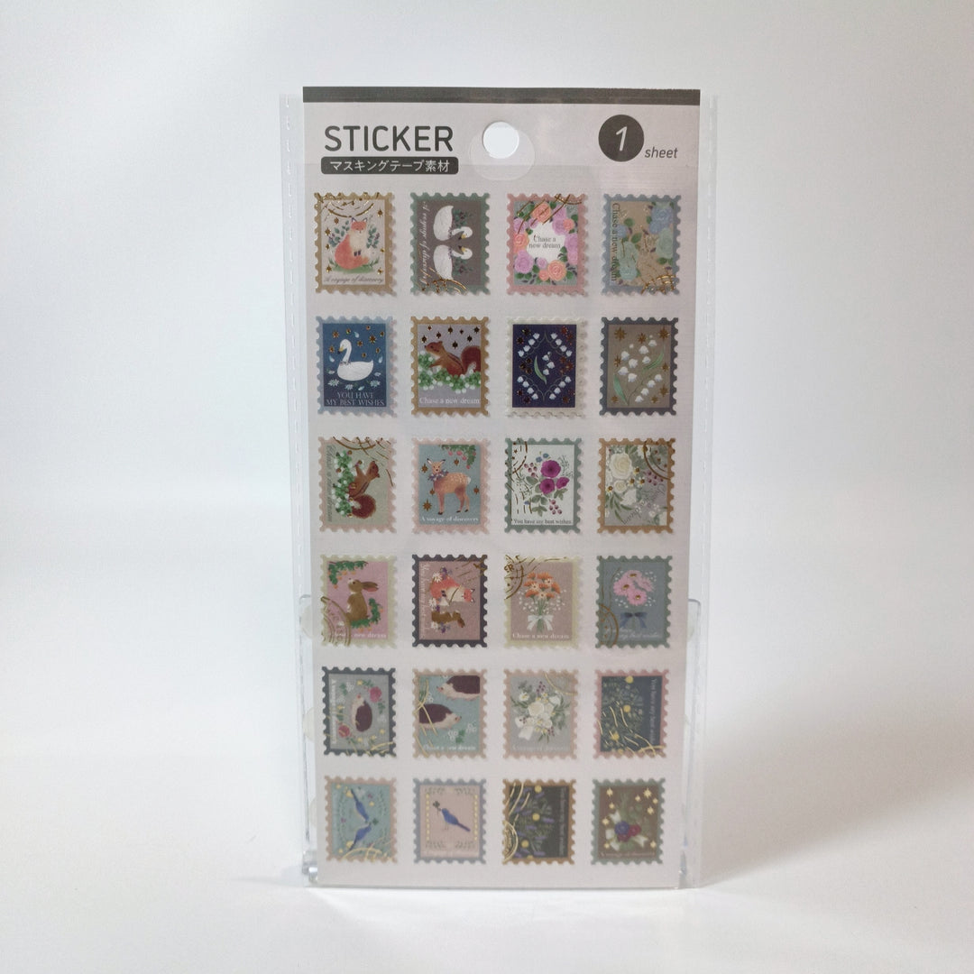 Animal Postage Stamps (Gold Foil) Sticker Sheet