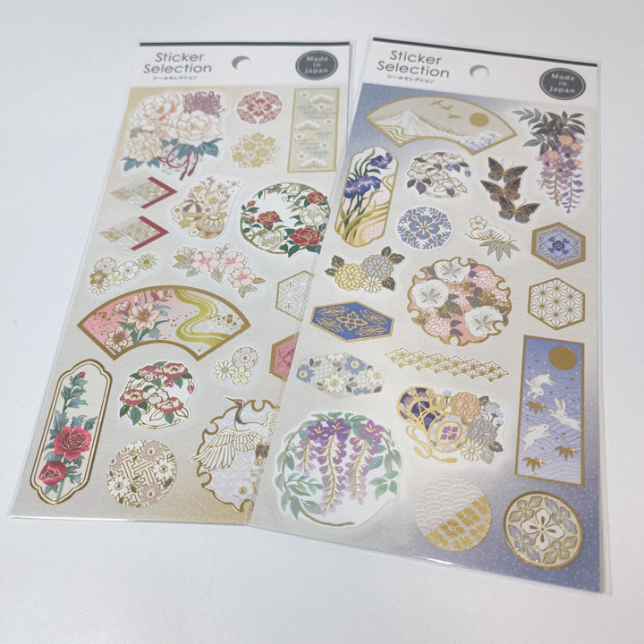 Sticker Selection Traditional Japanese Patterns (Gold Foil) Sticker Sheet Set (2pcs.)