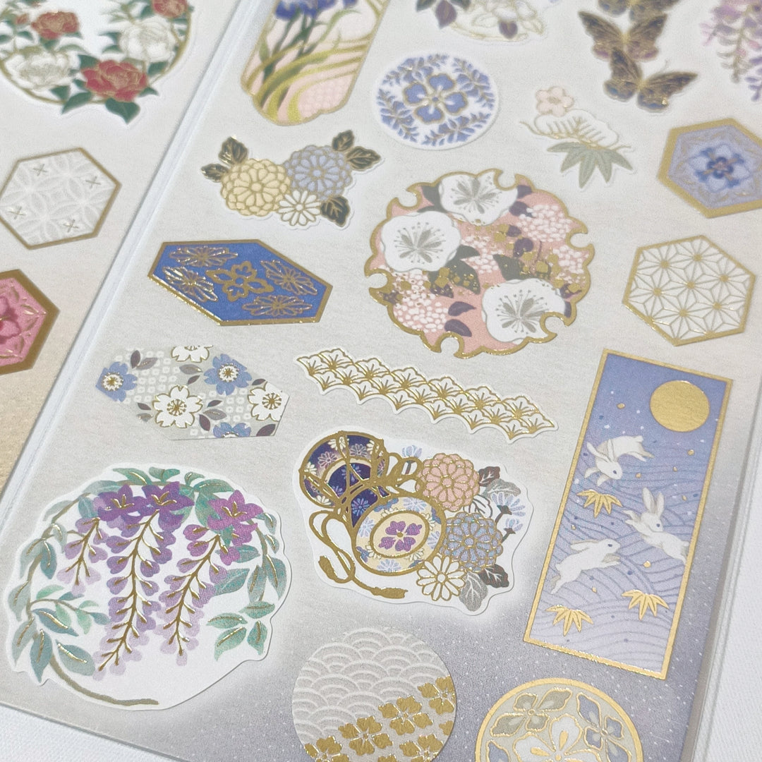 Sticker Selection Traditional Japanese Patterns (Gold Foil) Sticker Sheet Set (2pcs.)